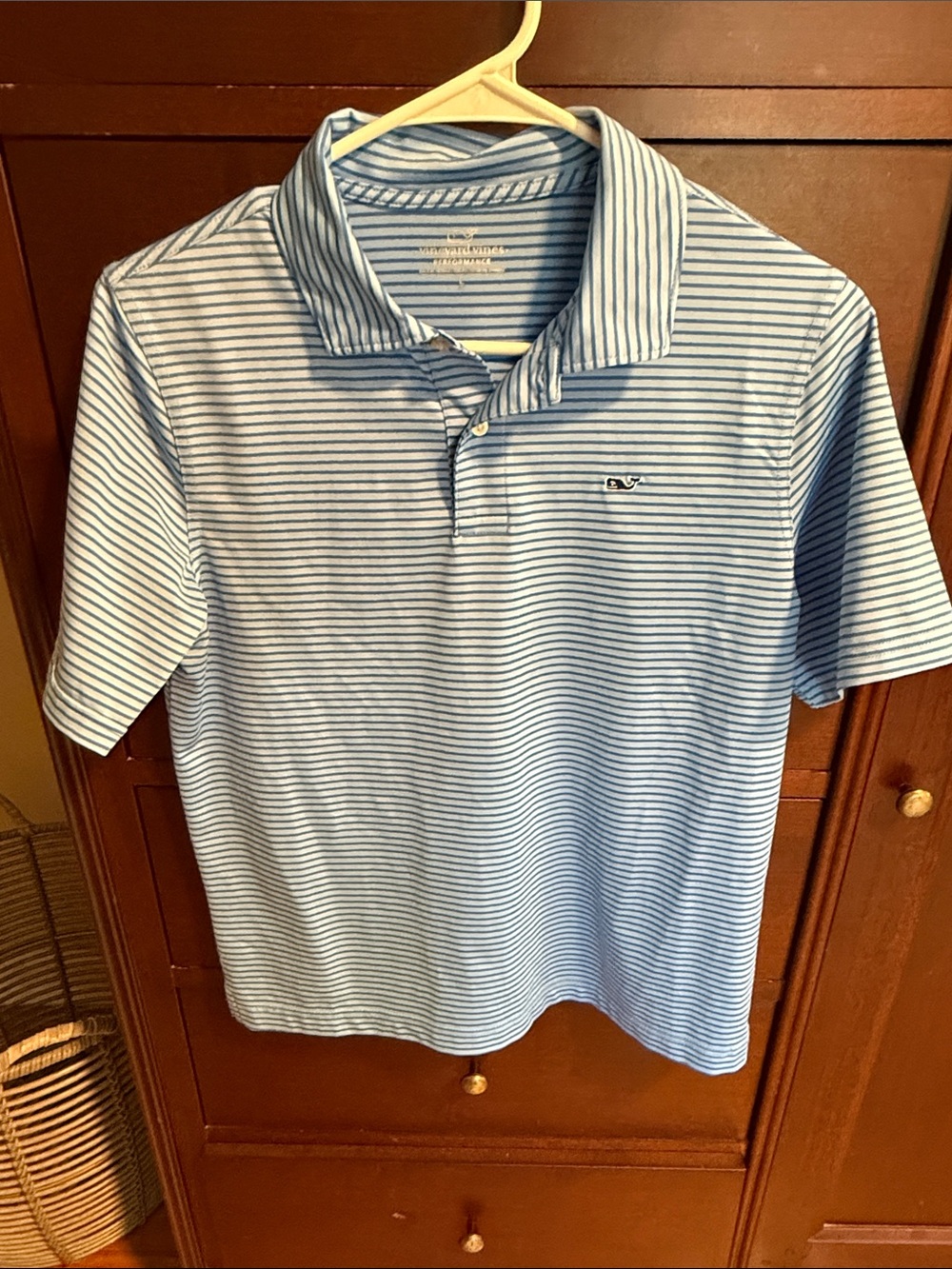 Vineyard Vines Light Blue & White Striped Polo